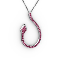 Rodolit garnet 925 ayar gümüş kolye (40 cm gümüş rolo zincir)