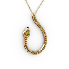 Peridot 14 ayar rose altın kolye (40 cm altın rolo zincir)