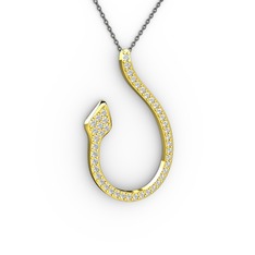 Yılan Kolye - Pırlanta 14 ayar altın kolye (0.675 karat, 40 cm gümüş rolo zincir) #1icr007