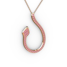 Yılan Kolye - Pembe kuvars 925 ayar rose altın kaplama gümüş kolye (40 cm gümüş rolo zincir) #1wur6w0
