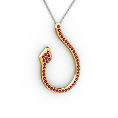 Rodolit garnet 8 ayar altın kolye (40 cm gümüş rolo zincir)