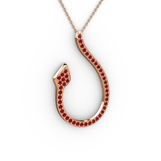Yılan Kolye - Garnet 8 ayar rose altın kolye (40 cm gümüş rolo zincir) #5van0z