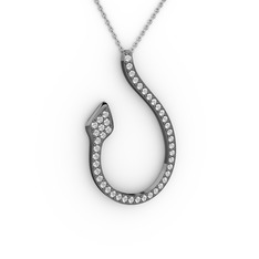 Yılan Kolye - Swarovski 925 ayar siyah rodyum kaplama gümüş kolye (40 cm beyaz altın rolo zincir) #aejmaw