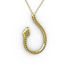 Yılan Kolye - Dumanlı kuvars 18 ayar altın kolye (40 cm altın rolo zincir) #artmo8