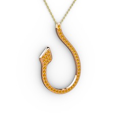 Yılan Kolye - Sitrin 18 ayar rose altın kolye (40 cm altın rolo zincir) #e1n4ar