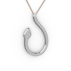 Beyaz zirkon 925 ayar gümüş kolye (40 cm rose altın rolo zincir)