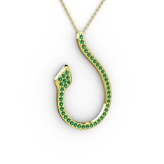Yılan Kolye - Yeşil kuvars 8 ayar altın kolye (40 cm gümüş rolo zincir) #inuj7a