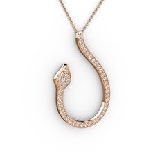 Yılan Kolye - Pırlanta 18 ayar rose altın kolye (0.675 karat, 40 cm gümüş rolo zincir) #p5256u