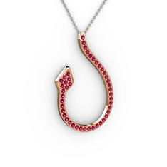 Rodolit garnet 14 ayar rose altın kolye (40 cm gümüş rolo zincir)