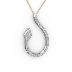 Yılan Kolye - Beyaz zirkon 925 ayar gümüş kolye (40 cm altın rolo zincir) #qtjgw