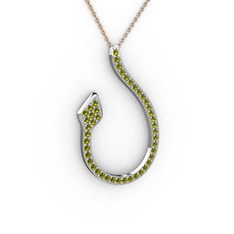 Peridot 925 ayar gümüş kolye (40 cm rose altın rolo zincir)