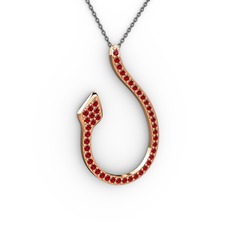 Garnet 14 ayar rose altın kolye (40 cm gümüş rolo zincir)