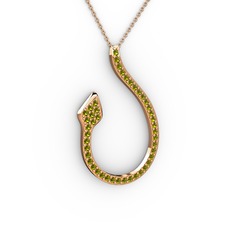 Peridot 14 ayar rose altın kolye (40 cm rose altın rolo zincir)