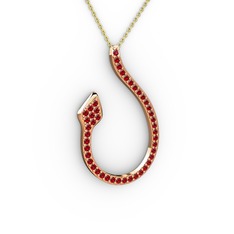 Yılan Kolye - Garnet 14 ayar rose altın kolye (40 cm altın rolo zincir) #z3c6dt