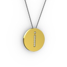 İ Baş Harf Kolye - Pırlanta 18 ayar altın kolye (0.0616 karat, 40 cm gümüş rolo zincir) #11cqfj1