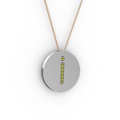 İ Baş Harf Kolye - Peridot 925 ayar gümüş kolye (40 cm gümüş rolo zincir) #gbkmw0