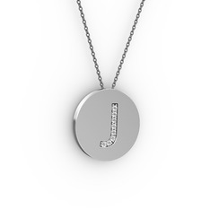 Swarovski 14 ayar beyaz altın kolye (40 cm gümüş rolo zincir)