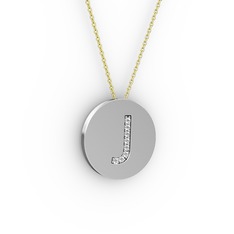 J Baş Harf Kolye - Pırlanta 925 ayar gümüş kolye (0.0704 karat, 40 cm altın rolo zincir) #o8hmaf