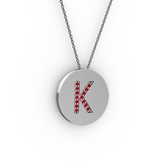 Garnet 14 ayar beyaz altın kolye (40 cm gümüş rolo zincir)