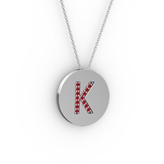K Baş Harf Kolye - Garnet 925 ayar gümüş kolye (40 cm gümüş rolo zincir) #bjndb3
