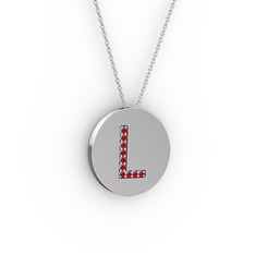 L Baş Harf Kolye - Garnet 925 ayar gümüş kolye (40 cm gümüş rolo zincir) #1qdluip