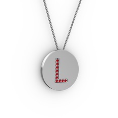 L Baş Harf Kolye - Garnet 925 ayar gümüş kolye (40 cm gümüş rolo zincir) #1wjvauq