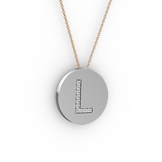 L Baş Harf Kolye - Swarovski 14 ayar beyaz altın kolye (40 cm gümüş rolo zincir) #9w3l9r