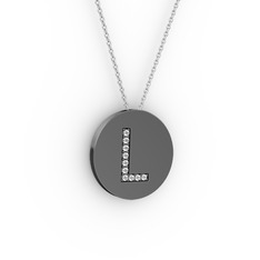 L Baş Harf Kolye - Swarovski 925 ayar siyah rodyum kaplama gümüş kolye (40 cm gümüş rolo zincir) #fj3j0l
