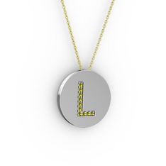 Peridot 8 ayar beyaz altın kolye (40 cm altın rolo zincir)