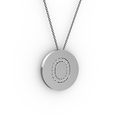 O Baş Harf Kolye - Swarovski 8 ayar beyaz altın kolye (40 cm gümüş rolo zincir) #1r8y4yf