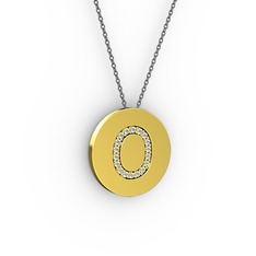 O Baş Harf Kolye - Swarovski 14 ayar altın kolye (40 cm gümüş rolo zincir) #fngx64