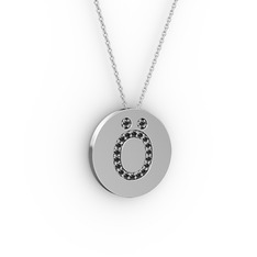 Ö Baş Harf Kolye - Siyah zirkon 925 ayar gümüş kolye (40 cm gümüş rolo zincir) #11dmc5j