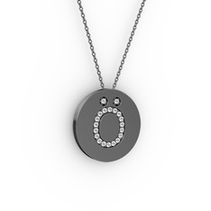 Ö Baş Harf Kolye - Pırlanta 925 ayar siyah rodyum kaplama gümüş kolye (0.176 karat, 40 cm gümüş rolo zincir) #1cuavug