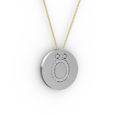 Ö Baş Harf Kolye - Swarovski 14 ayar beyaz altın kolye (40 cm altın rolo zincir) #ban26s