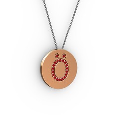 Ö Baş Harf Kolye - Garnet 18 ayar rose altın kolye (40 cm gümüş rolo zincir) #ep8noi