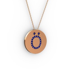 Ö Baş Harf Kolye - Lab safir 8 ayar rose altın kolye (40 cm rose altın rolo zincir) #gfevet