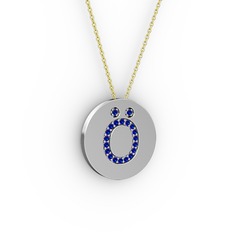 Ö Baş Harf Kolye - Lab safir 8 ayar beyaz altın kolye (40 cm altın rolo zincir) #i6cyyc