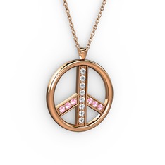 Barış Kolye - Swarovski ve pembe kuvars 8 ayar rose altın kolye (40 cm rose altın rolo zincir) #10dbbec