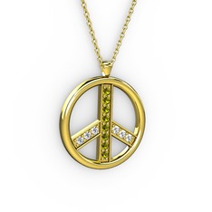 Barış Kolye - Peridot ve swarovski 8 ayar altın kolye (40 cm gümüş rolo zincir) #10tjpc8