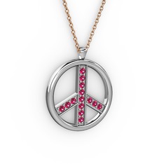 Barış Kolye - Rodolit garnet 925 ayar gümüş kolye (40 cm rose altın rolo zincir) #13yq98p