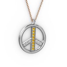 Sitrin ve swarovski 925 ayar gümüş kolye (40 cm gümüş rolo zincir)