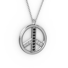 Barış Kolye - Siyah zirkon ve beyaz zirkon 925 ayar gümüş kolye (40 cm gümüş rolo zincir) #1ade5gu