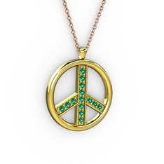 Barış Kolye - Yeşil kuvars 925 ayar altın kaplama gümüş kolye (40 cm gümüş rolo zincir) #1iinq5u
