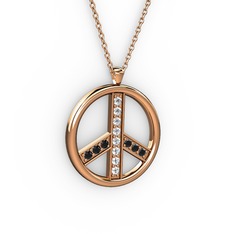 Barış Kolye - Pırlanta ve siyah zirkon 925 ayar rose altın kaplama gümüş kolye (0.12 karat, 40 cm gümüş rolo zincir) #1m0echo