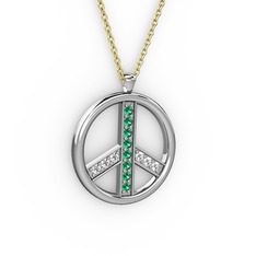 Yeşil kuvars ve swarovski 925 ayar gümüş kolye (40 cm altın rolo zincir)