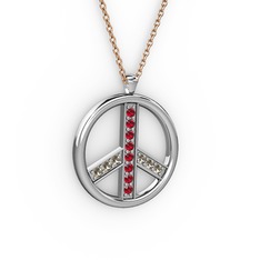 Barış Kolye - Garnet ve dumanlı kuvars 925 ayar gümüş kolye (40 cm rose altın rolo zincir) #1oqroin