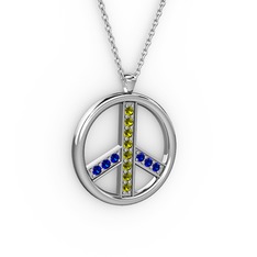 Barış Kolye - Peridot ve lab safir 925 ayar gümüş kolye (40 cm gümüş rolo zincir) #1rlccoj