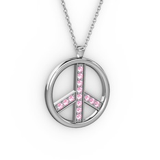 Barış Kolye - Pembe kuvars 925 ayar gümüş kolye (40 cm gümüş rolo zincir) #1ul6gju