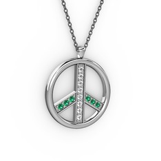 Barış Kolye - Swarovski ve yeşil kuvars 925 ayar gümüş kolye (40 cm gümüş rolo zincir) #1vza6ta