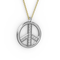 Swarovski 8 ayar beyaz altın kolye (40 cm gümüş rolo zincir)